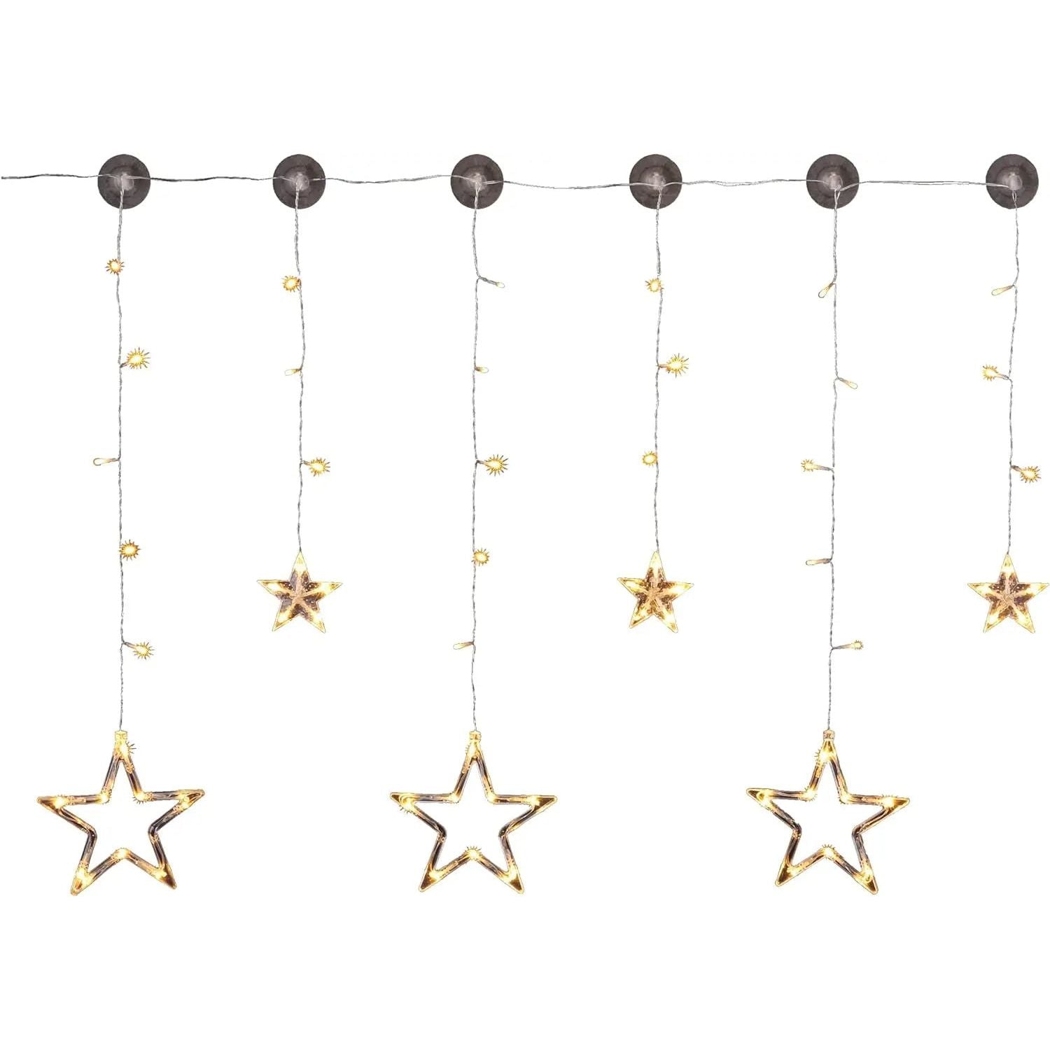 Fairy lights star curtain LED warm white light curtain 100x80cm battery timer