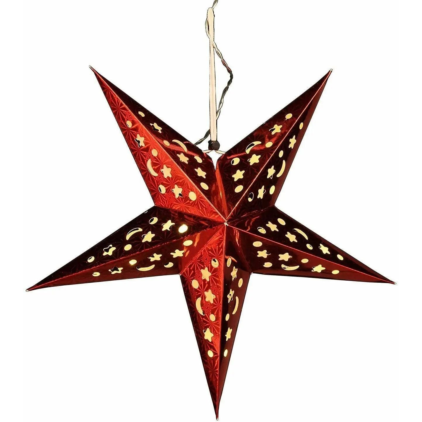 Christmas star Ø 43 cm paper star LED Christmas lighting decoration red