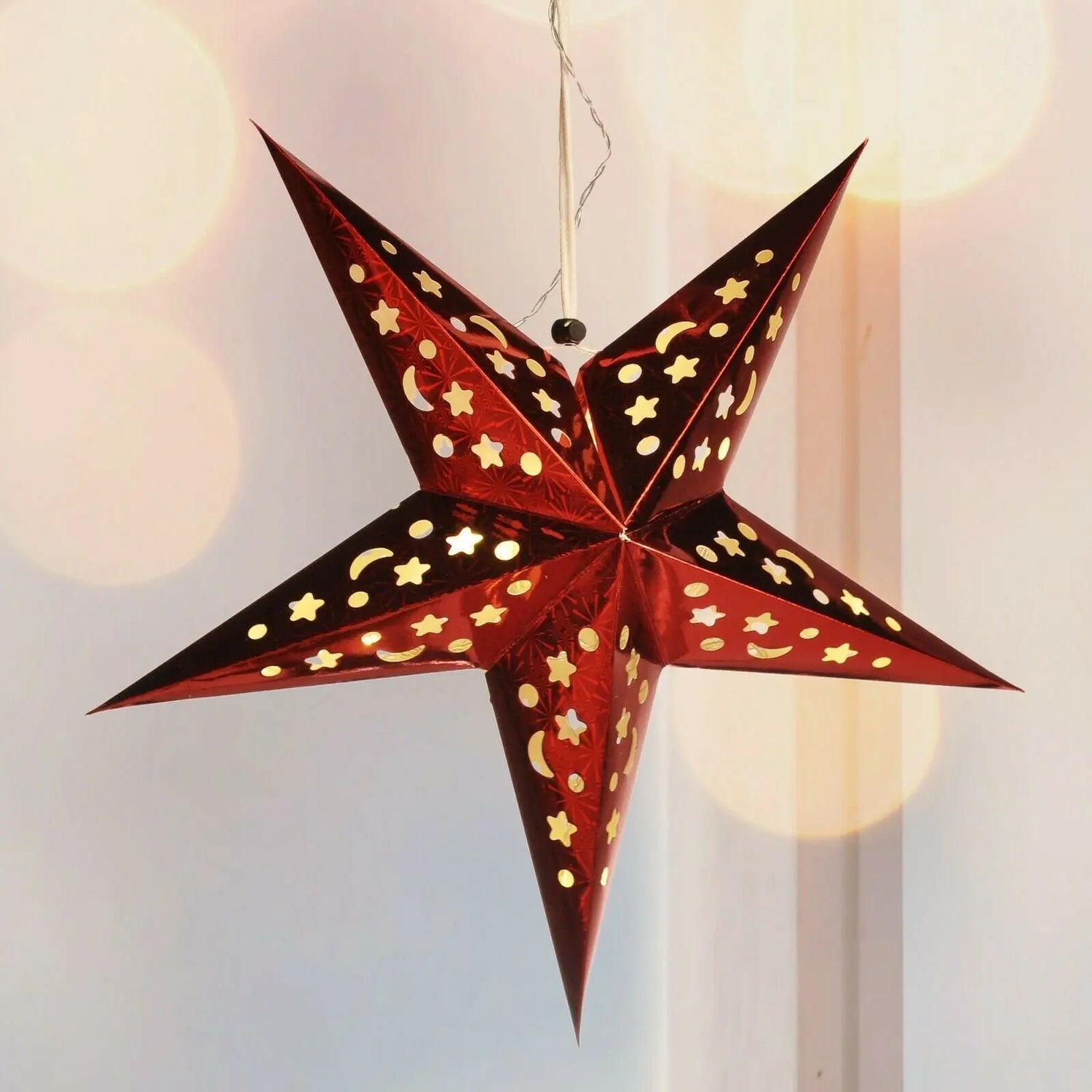Christmas star Ø 43 cm paper star LED Christmas lighting decoration red