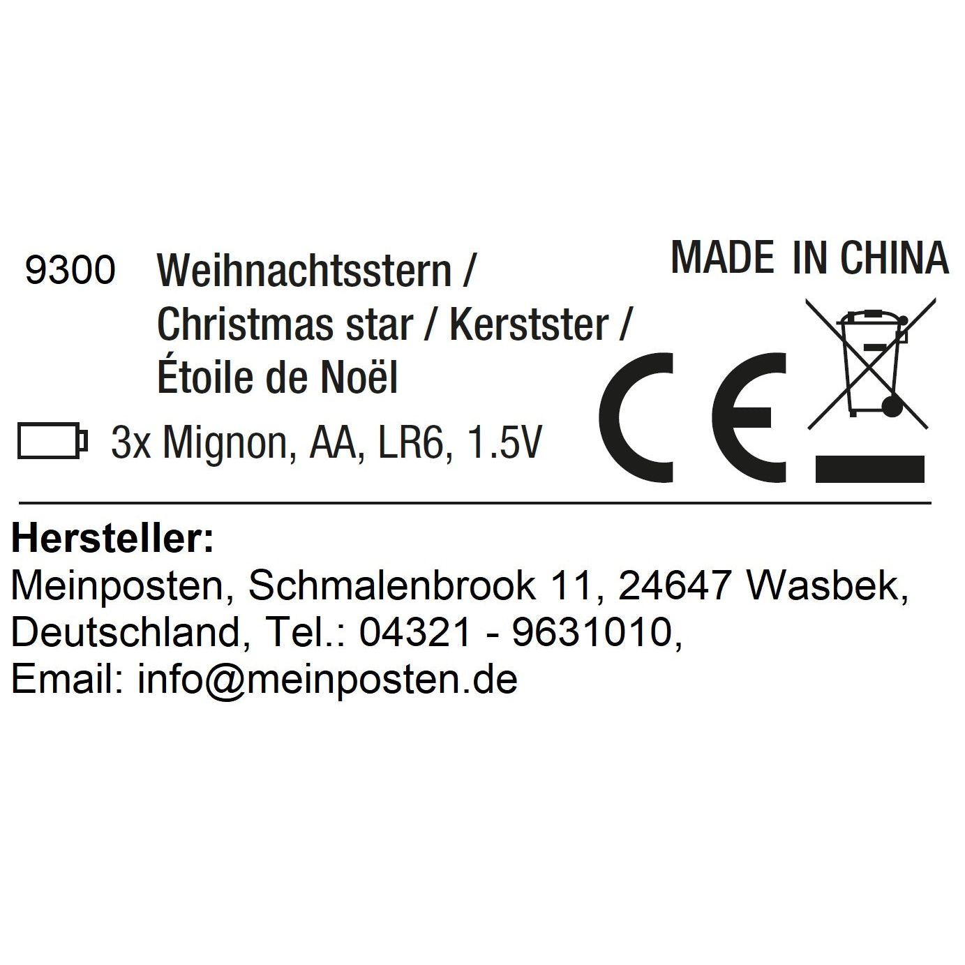 Star Christmas star LED Ø 35 cm in&outdoor timer white lighting battery