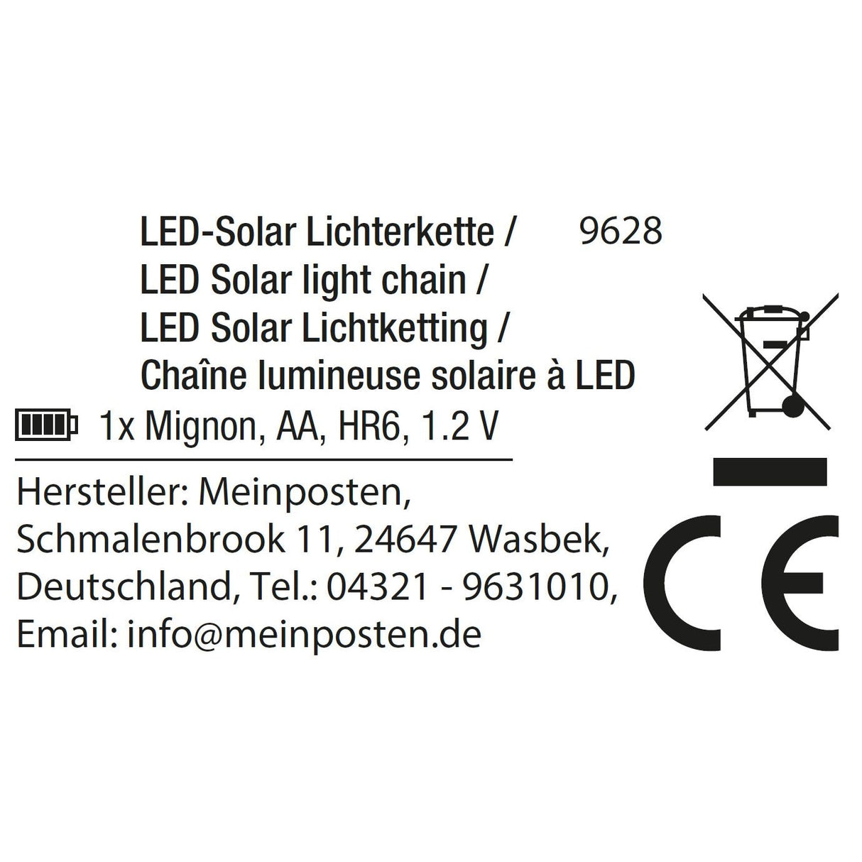 Solar fairy lights, solar garden lighting, balcony decoration, LED warm white