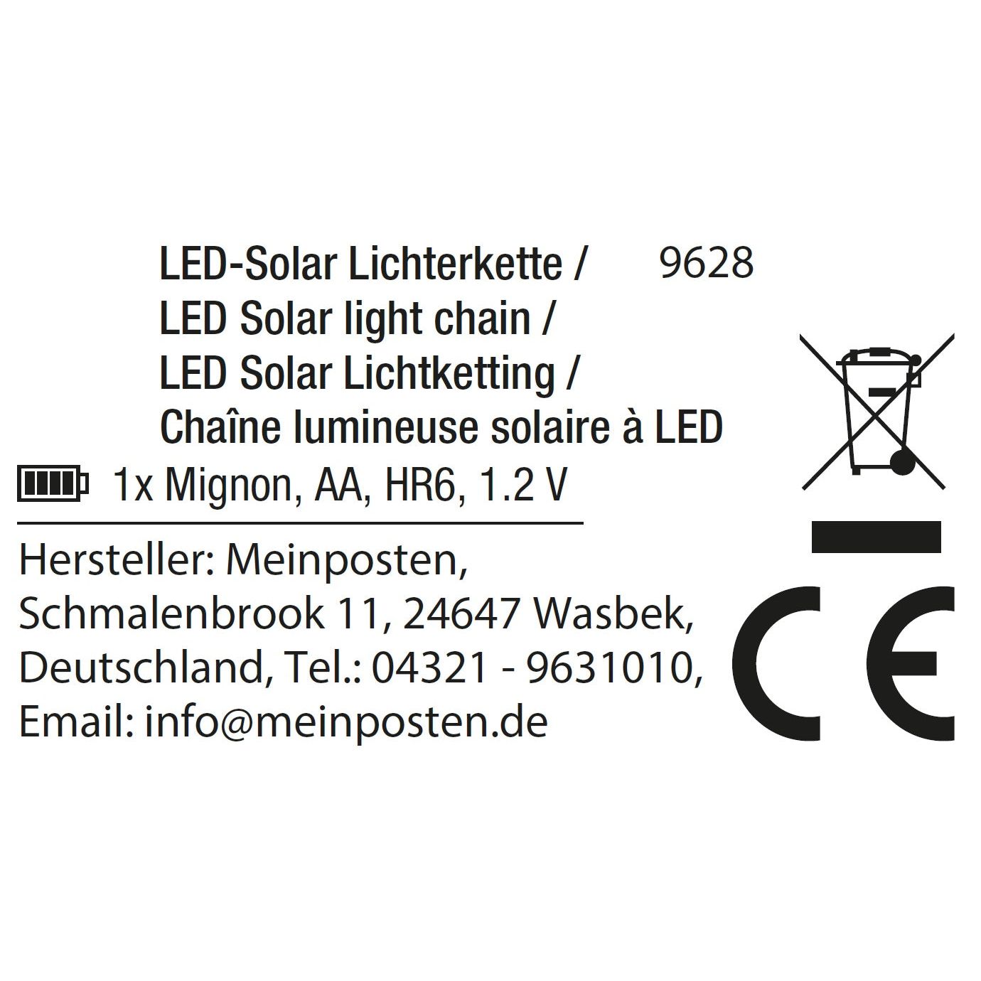 Solar fairy lights, solar garden lighting, balcony decoration, LED warm white