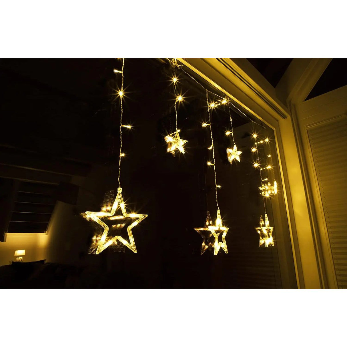 Fairy lights star curtain LED warm white light curtain 100x80cm battery timer
