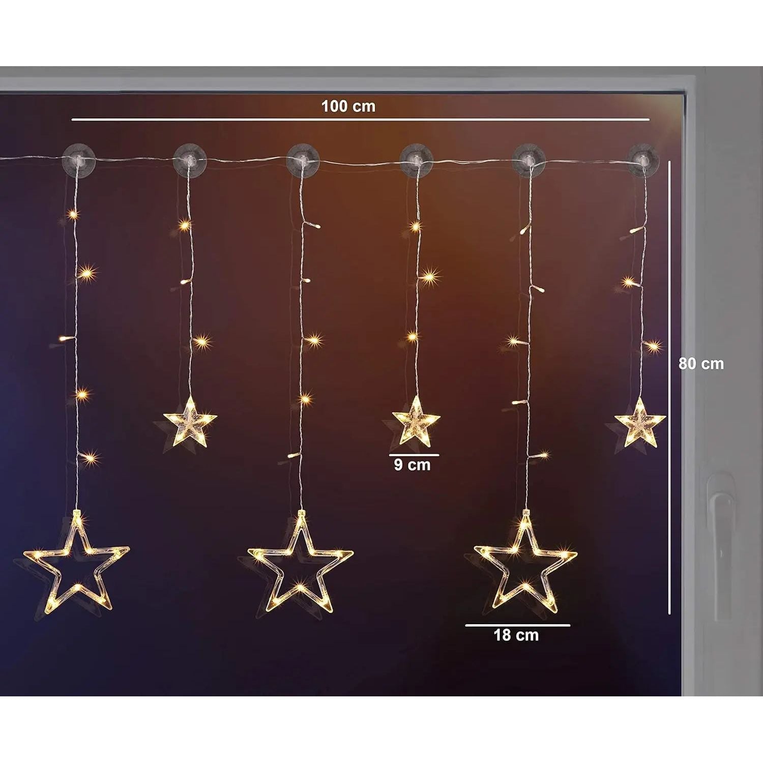 Fairy lights star curtain LED warm white light curtain 100x80cm battery timer