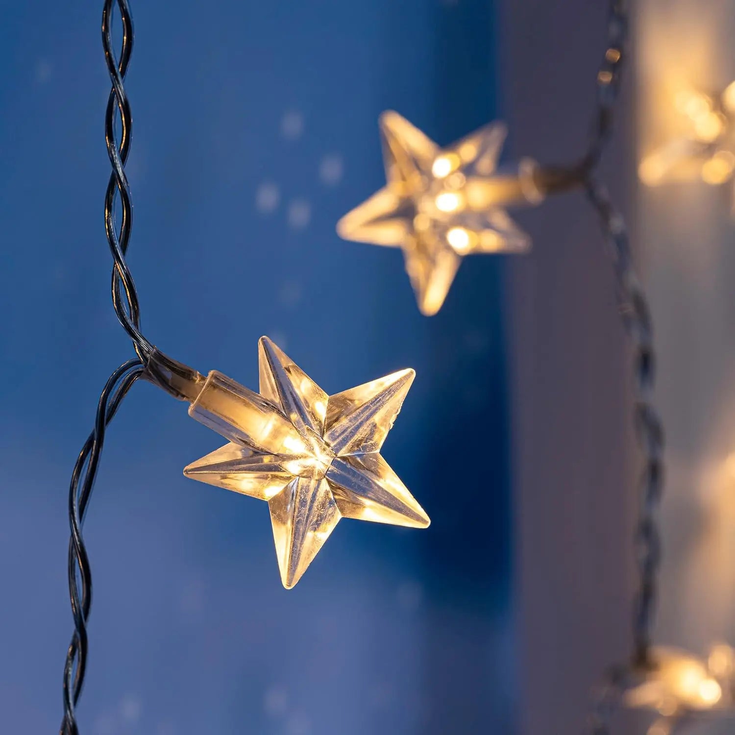 Fairy lights star curtain LED warm white light curtain 80x60cm battery timer