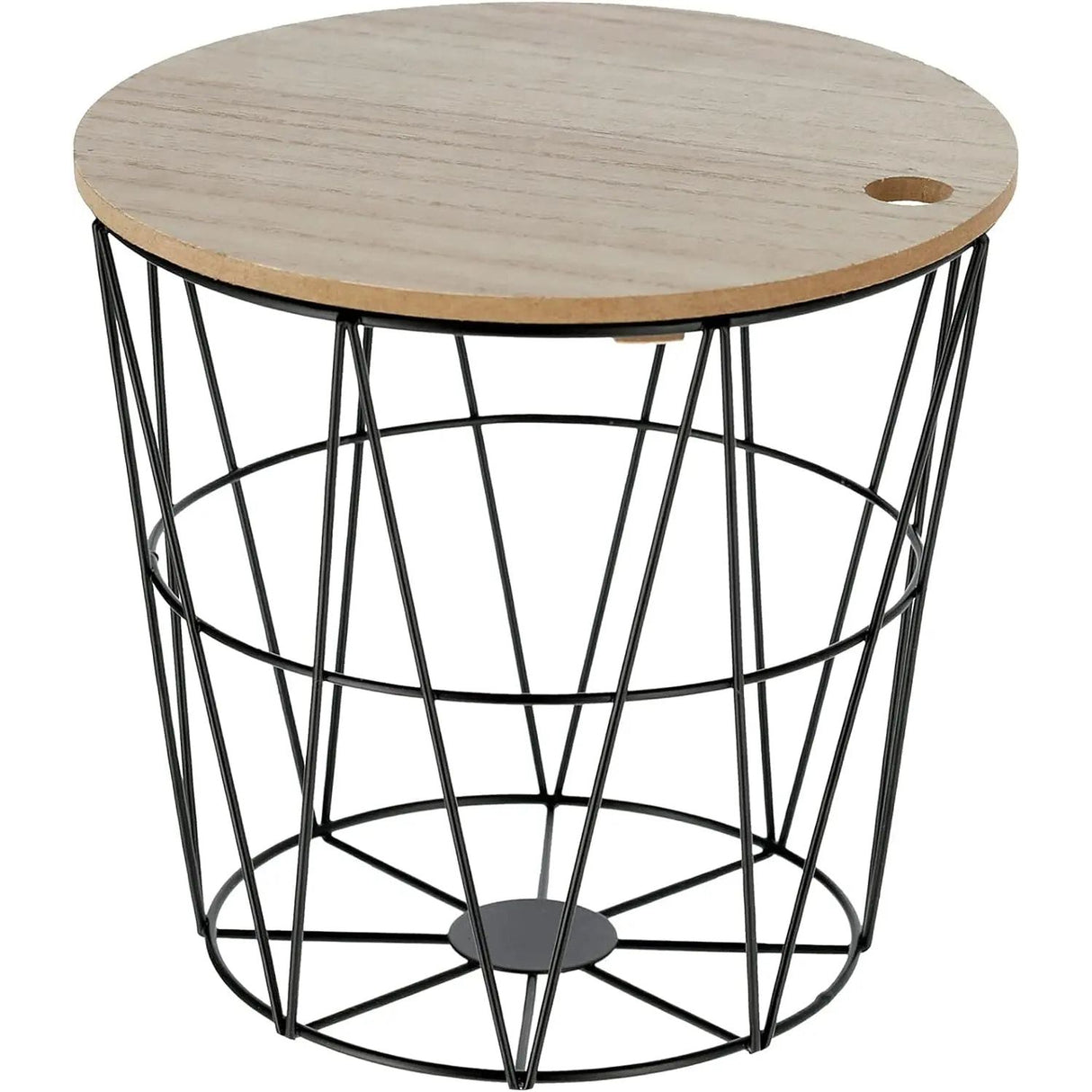 Small side table storage basket mini table basket with lid round black