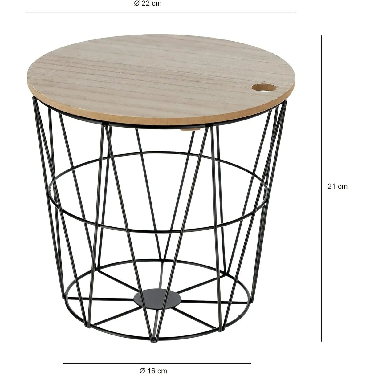 Small side table storage basket mini table basket with lid round black