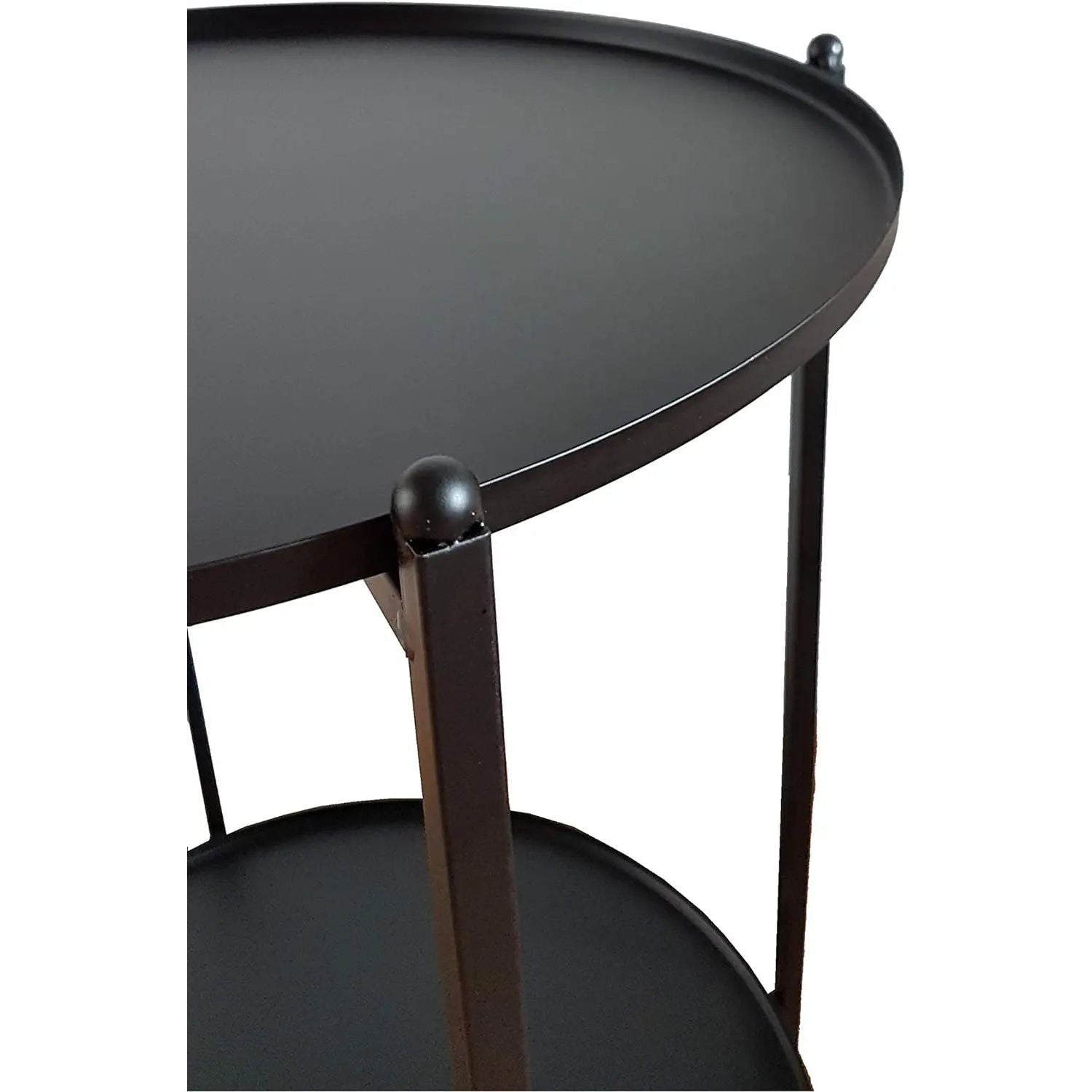 Side table small coffee table metal table living room table round black metal