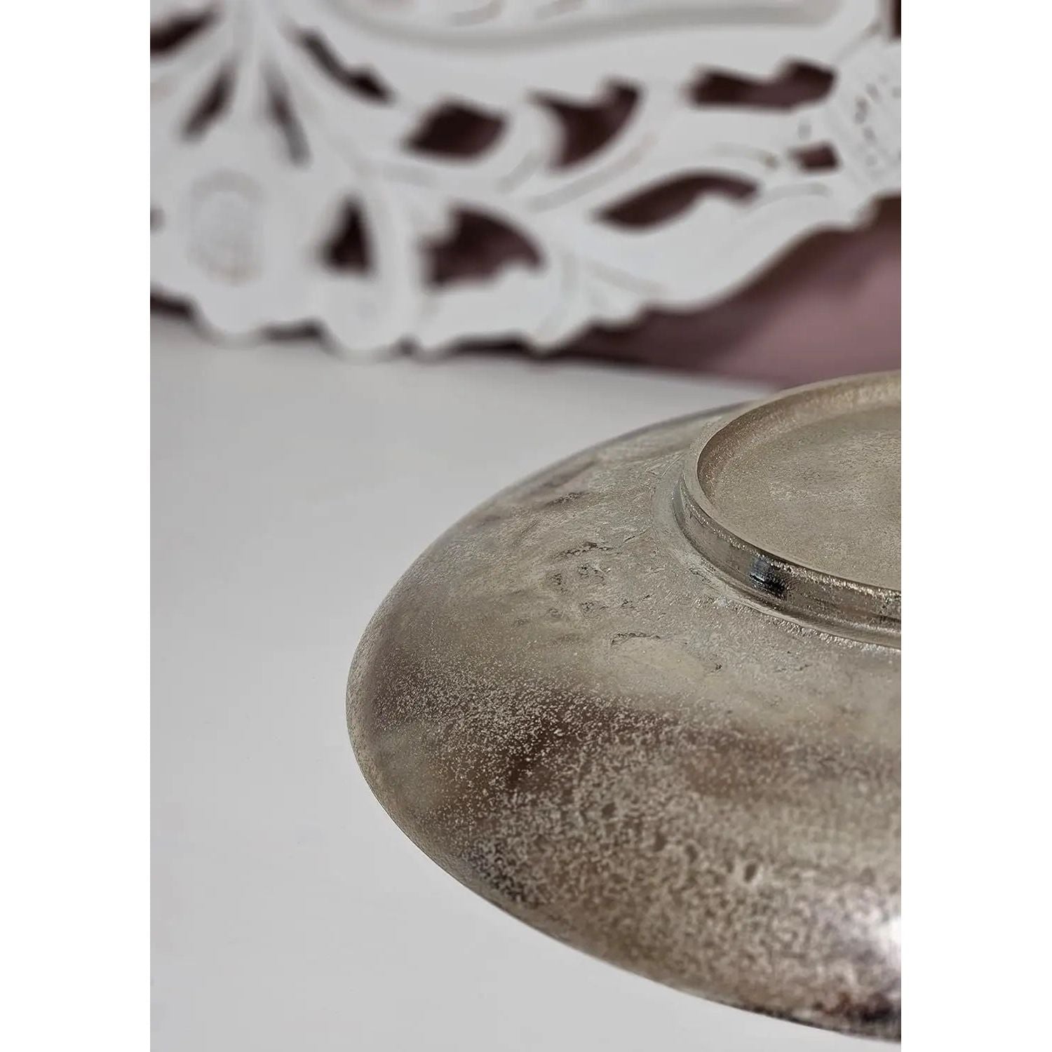 Decorative bowl MILA silver metal bowl decorative plate candle bowl Ø 38 cm