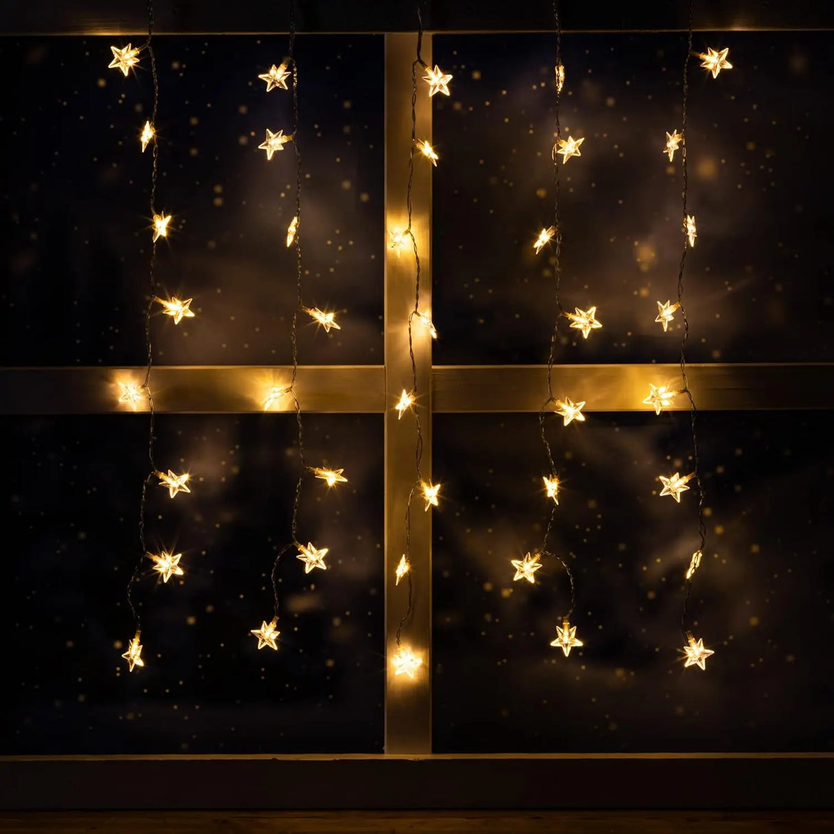 Fairy lights star curtain LED warm white light curtain 80x60cm battery timer