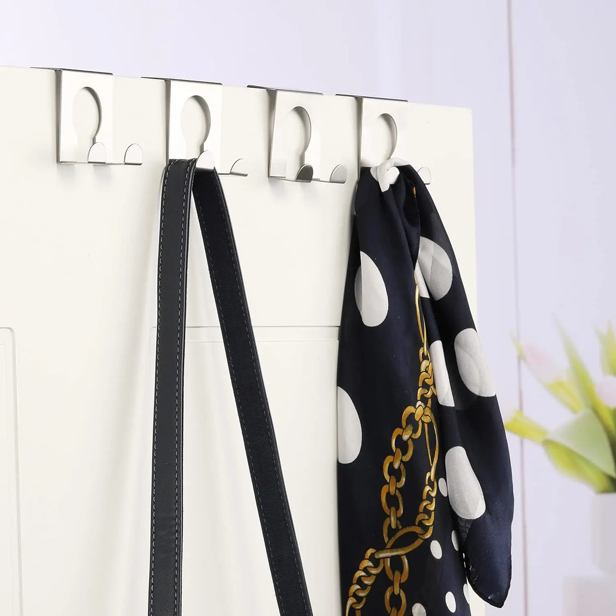 4 hooks door hook for hanging silver stainless steel metal without drilling 4 piece set