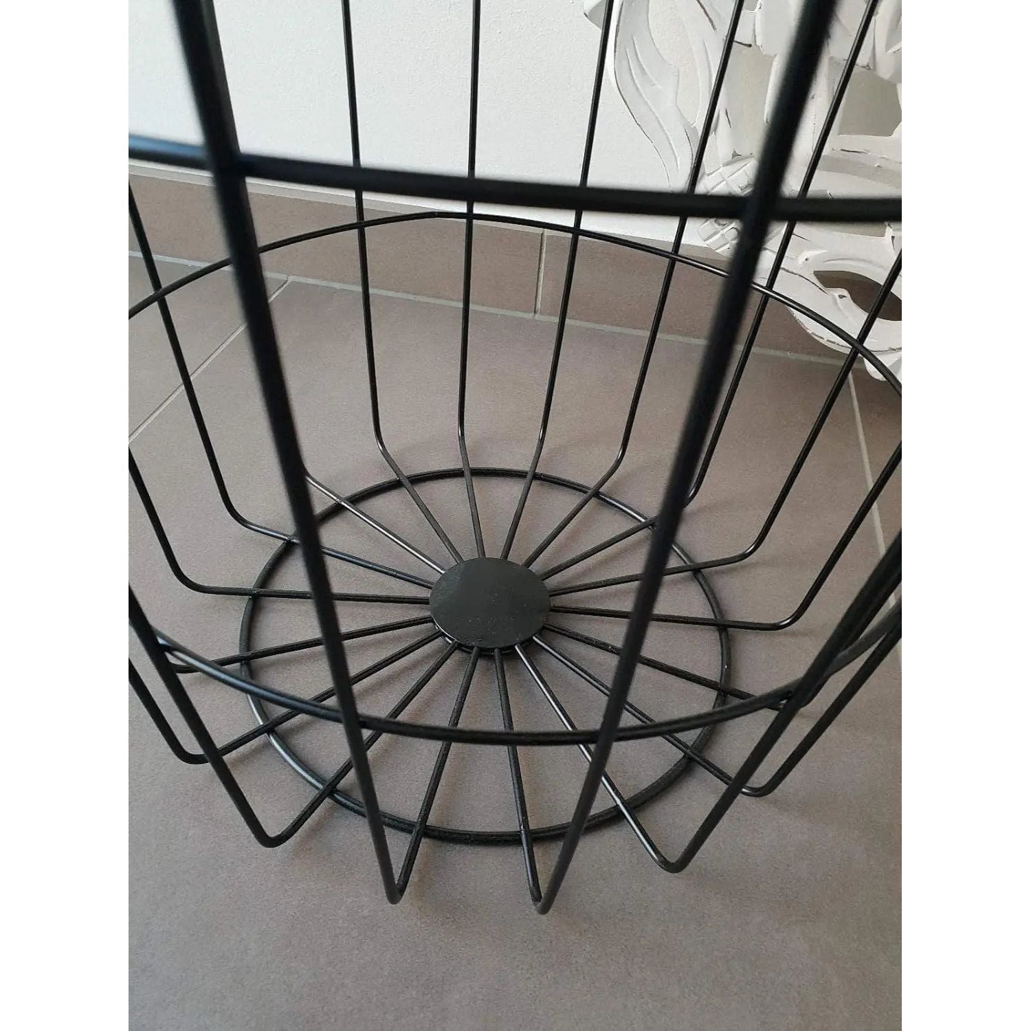 Side table with storage space Ø 39 cm H=41 cm metal/wood bedside table black