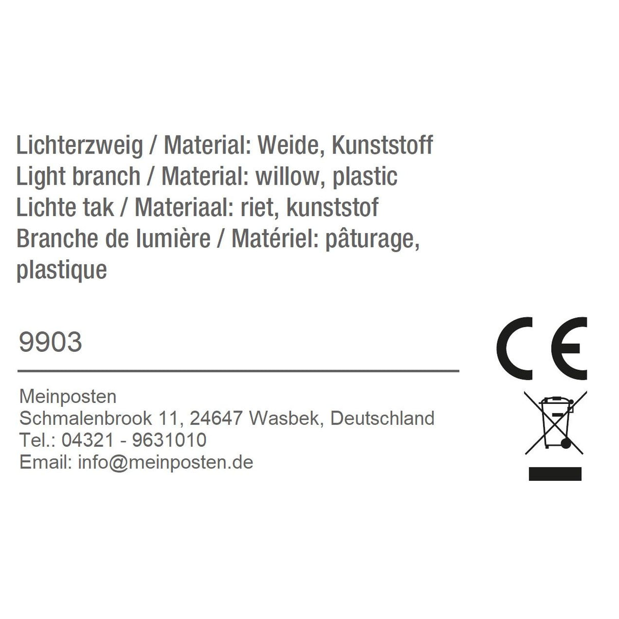 Light branches LED warm white willow light chain light branch timer height 100 cm