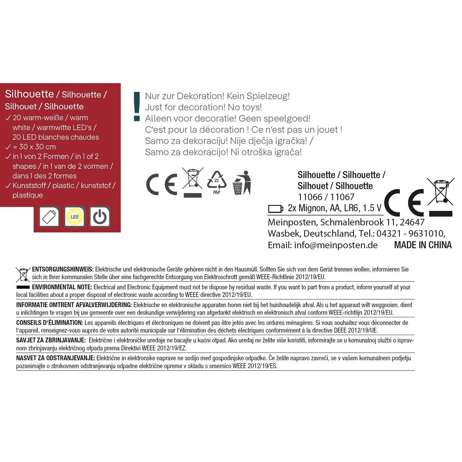 Heart Star Window LED Silhouette Warm White Christmas Lighting 30cm Decoration Green