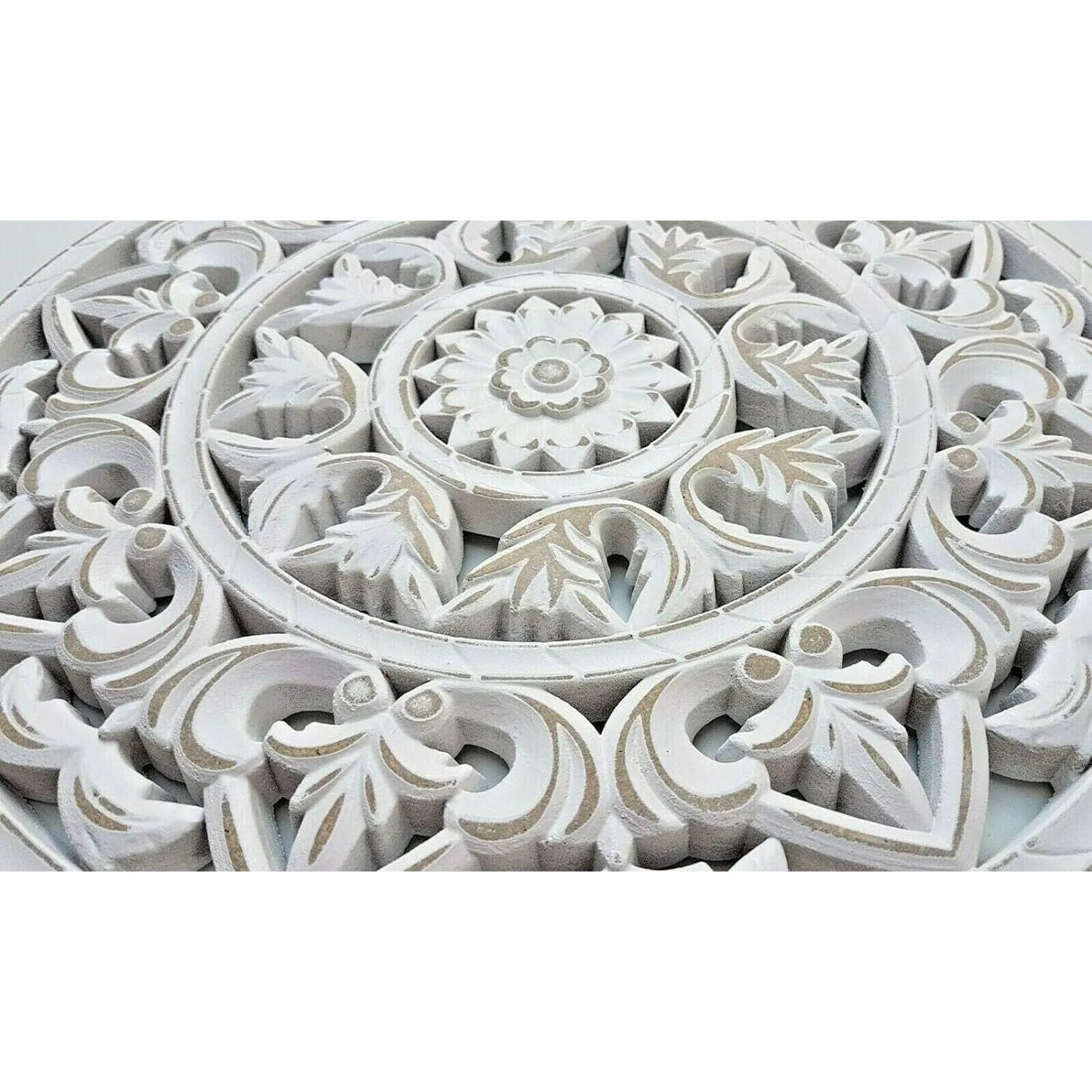 Wooden picture wall mural wood white ornament wall ornament wall decoration 35 cm shabby