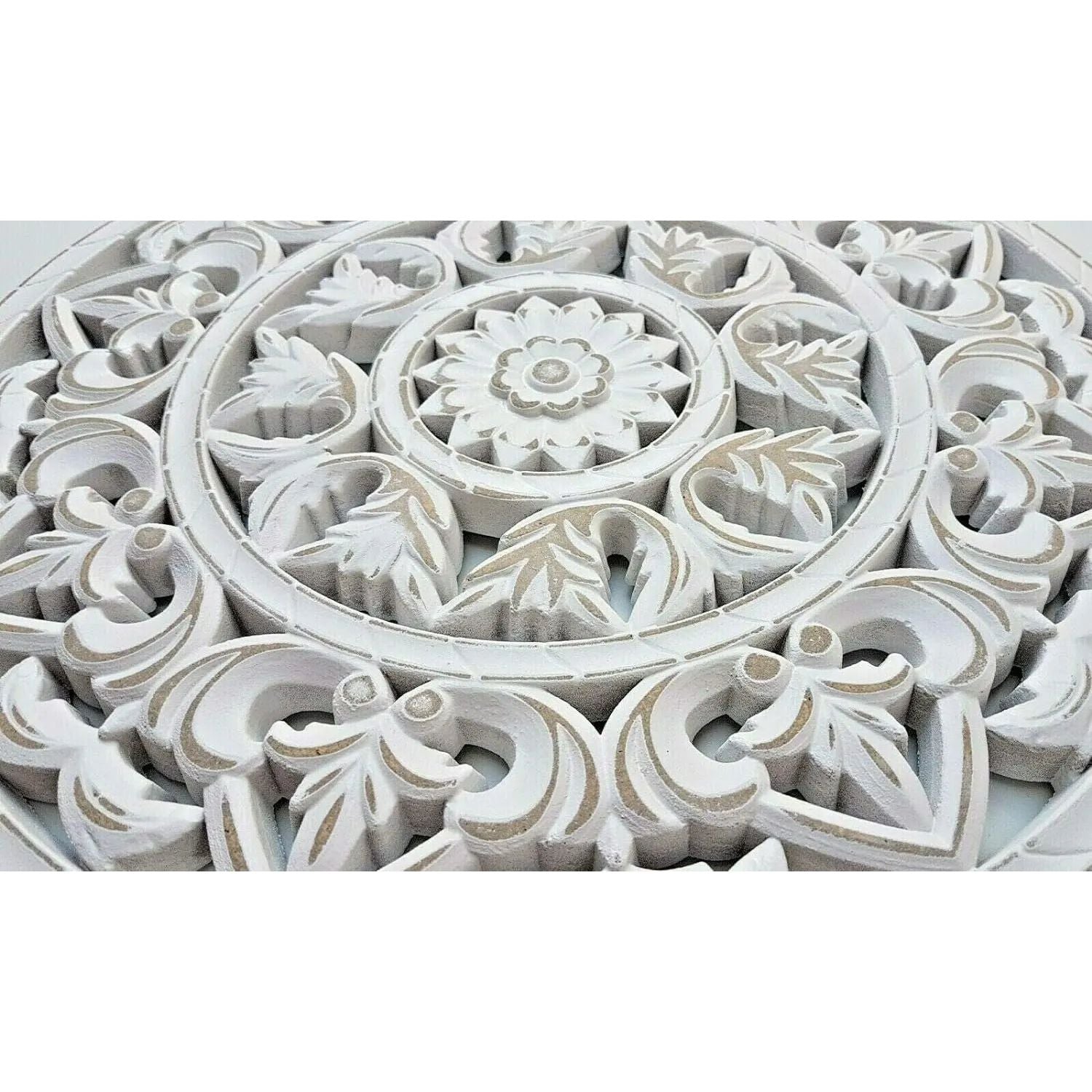 Wall ornament white shabby ornament wall decoration wooden picture wooden ornament Ø 45 cm