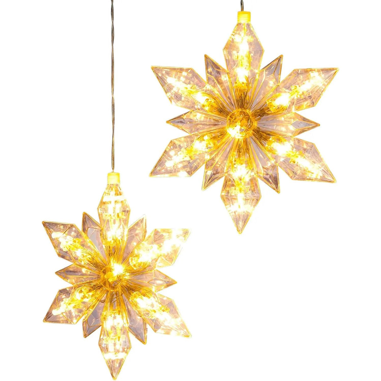 Christmas star LED set of 2 lighting timer warm white fairy lights inside