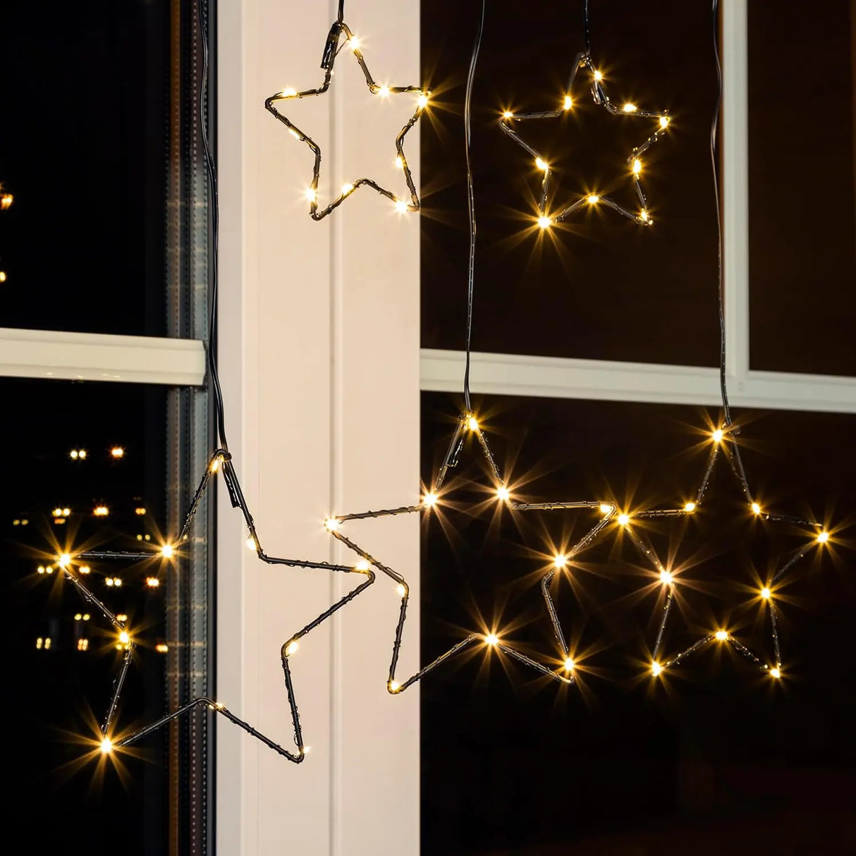 Star curtain light chain LED timer battery 80x85 cm