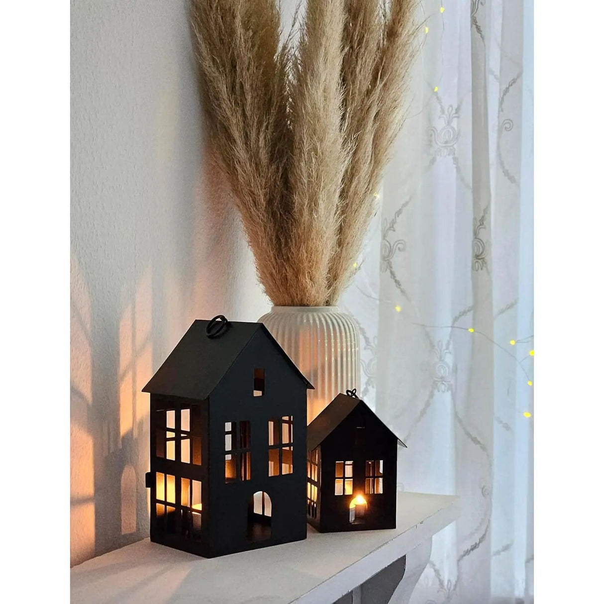 House metal black decoration myposten 3 set lanterns wind light