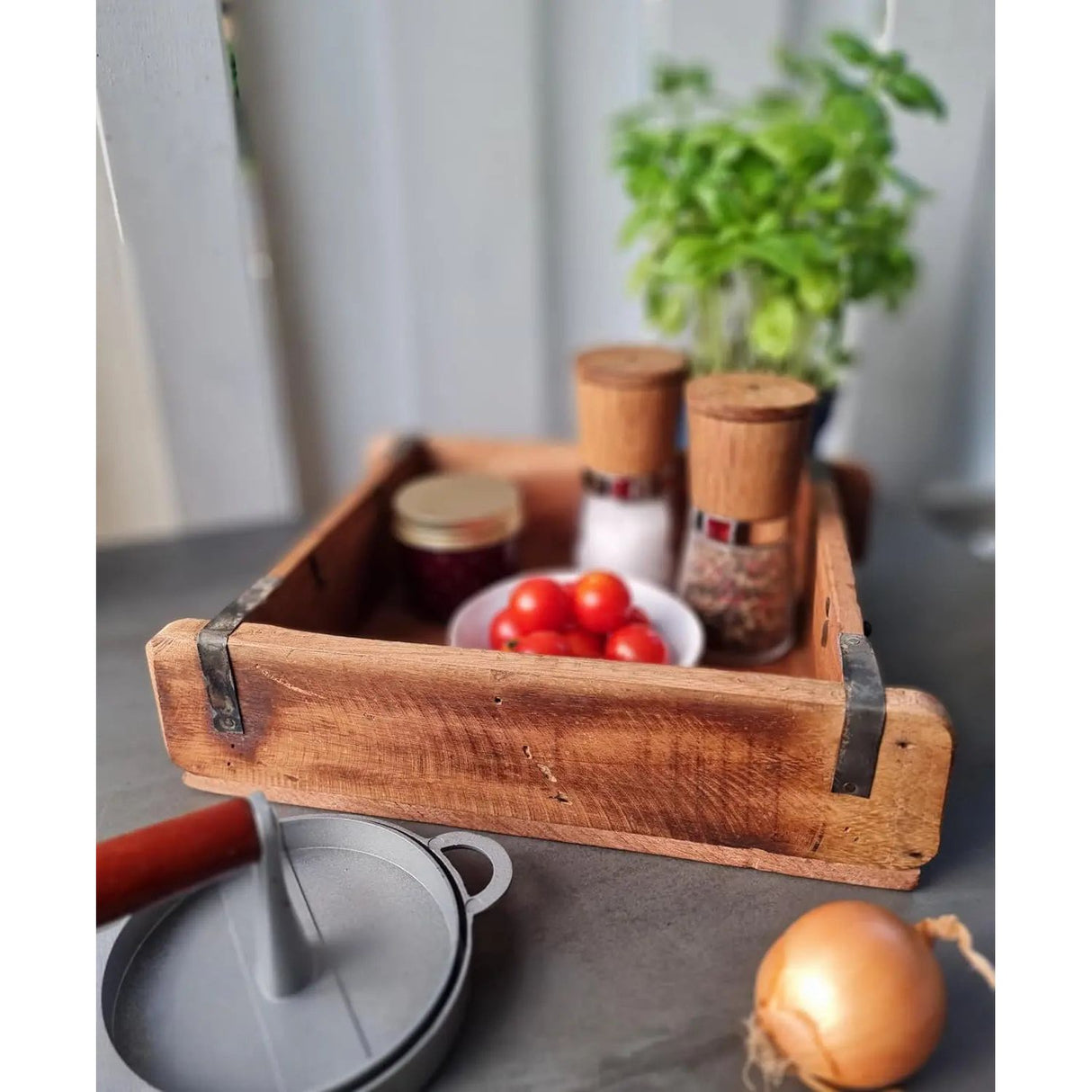 Tray brick-shaped box wooden box recycled wood country house box 31x25 cm