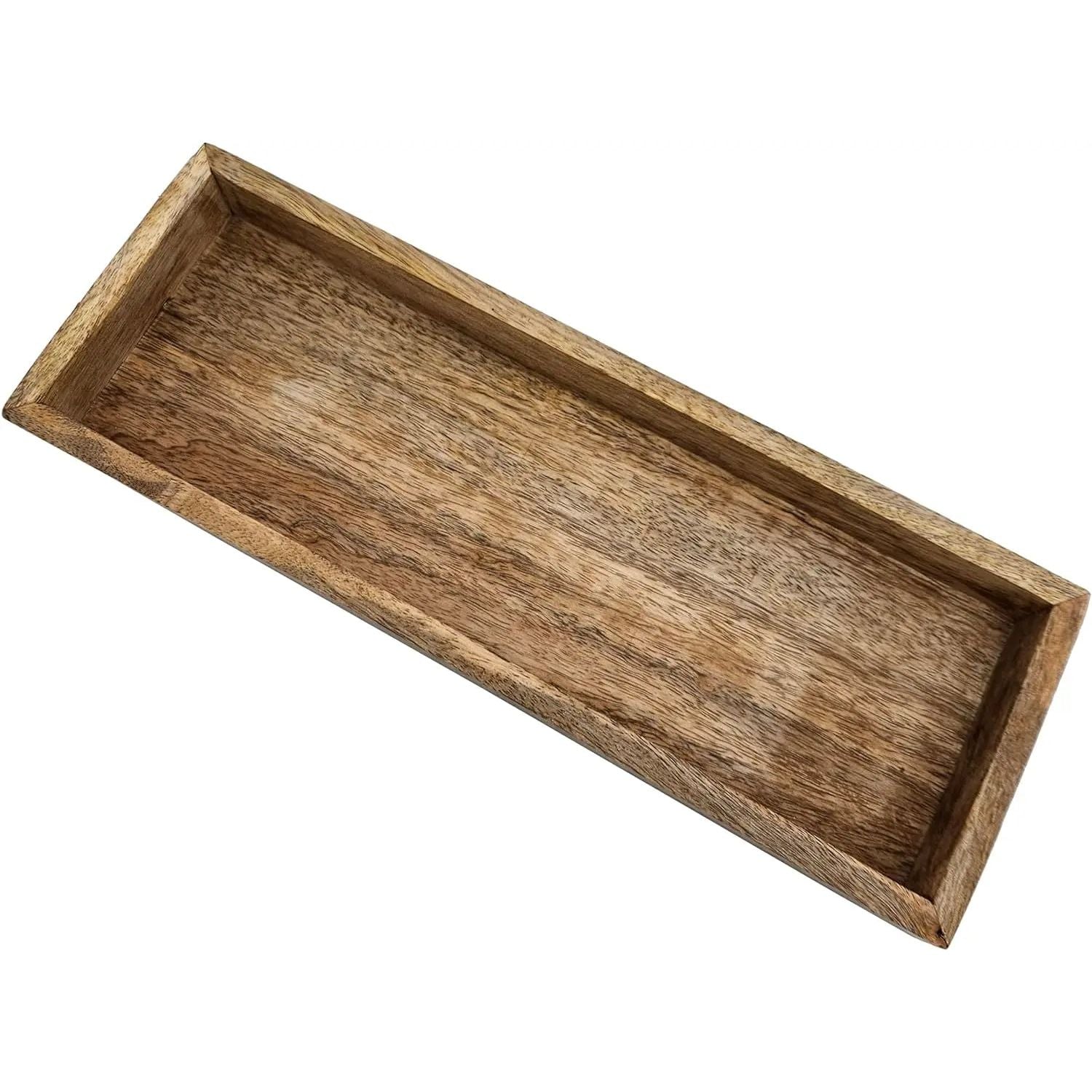 Tablett Mangoholz Dekotablett Holztablett Holz Tischdeko Serviertablett 34x12 cm