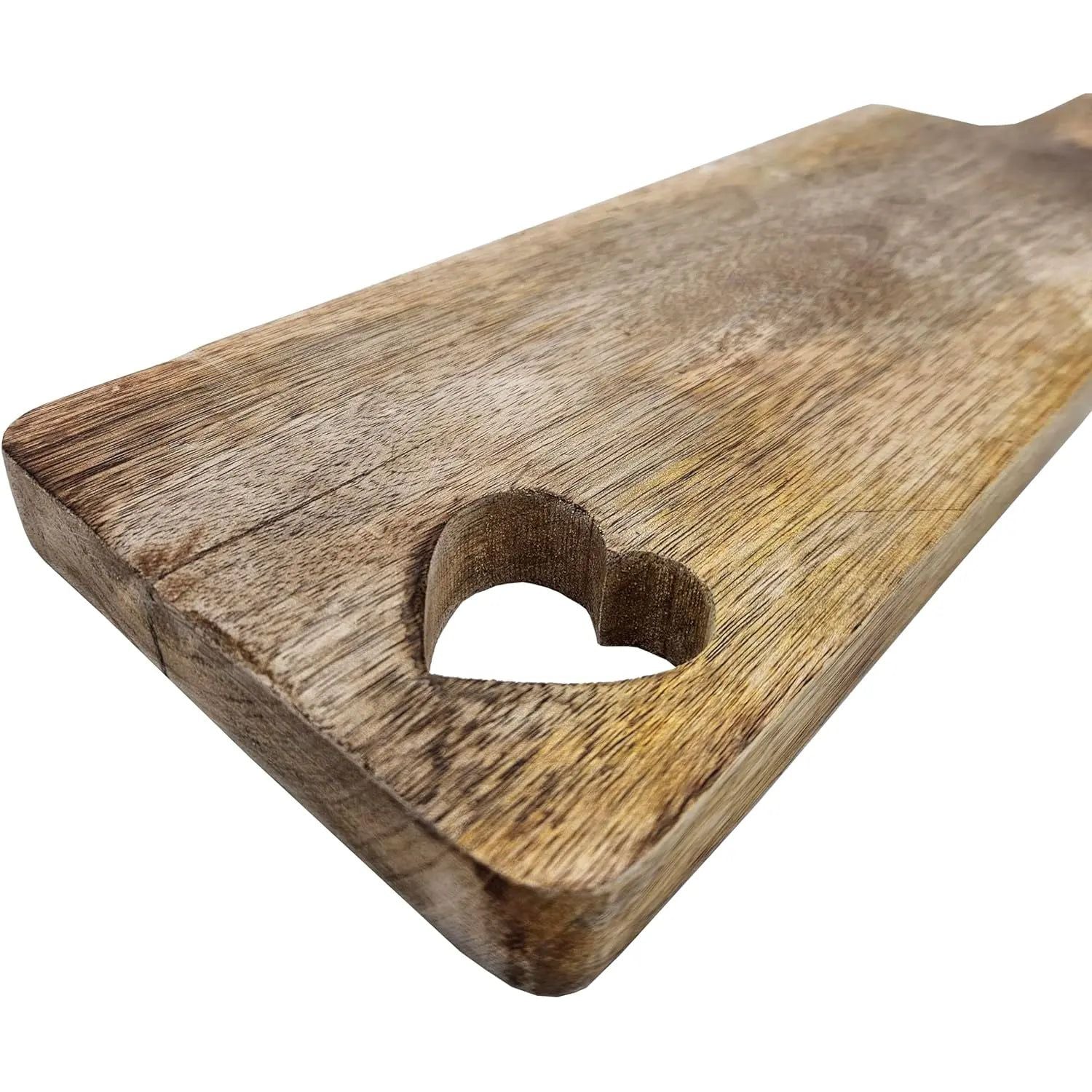 Schneidebrett Holz Mangoholz HERZ Küchenbrett Brotschneidebrett Holzbrett 50 cm