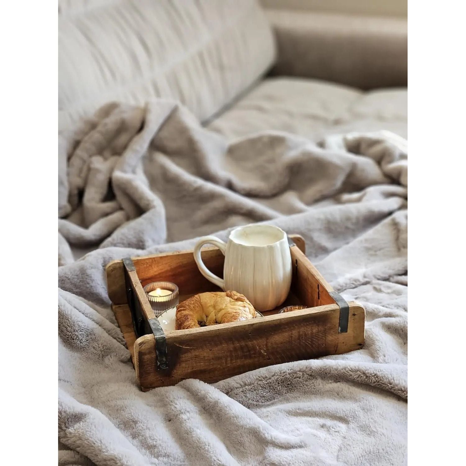 Tray brick-shaped box wooden box recycled wood country house box 31x25 cm