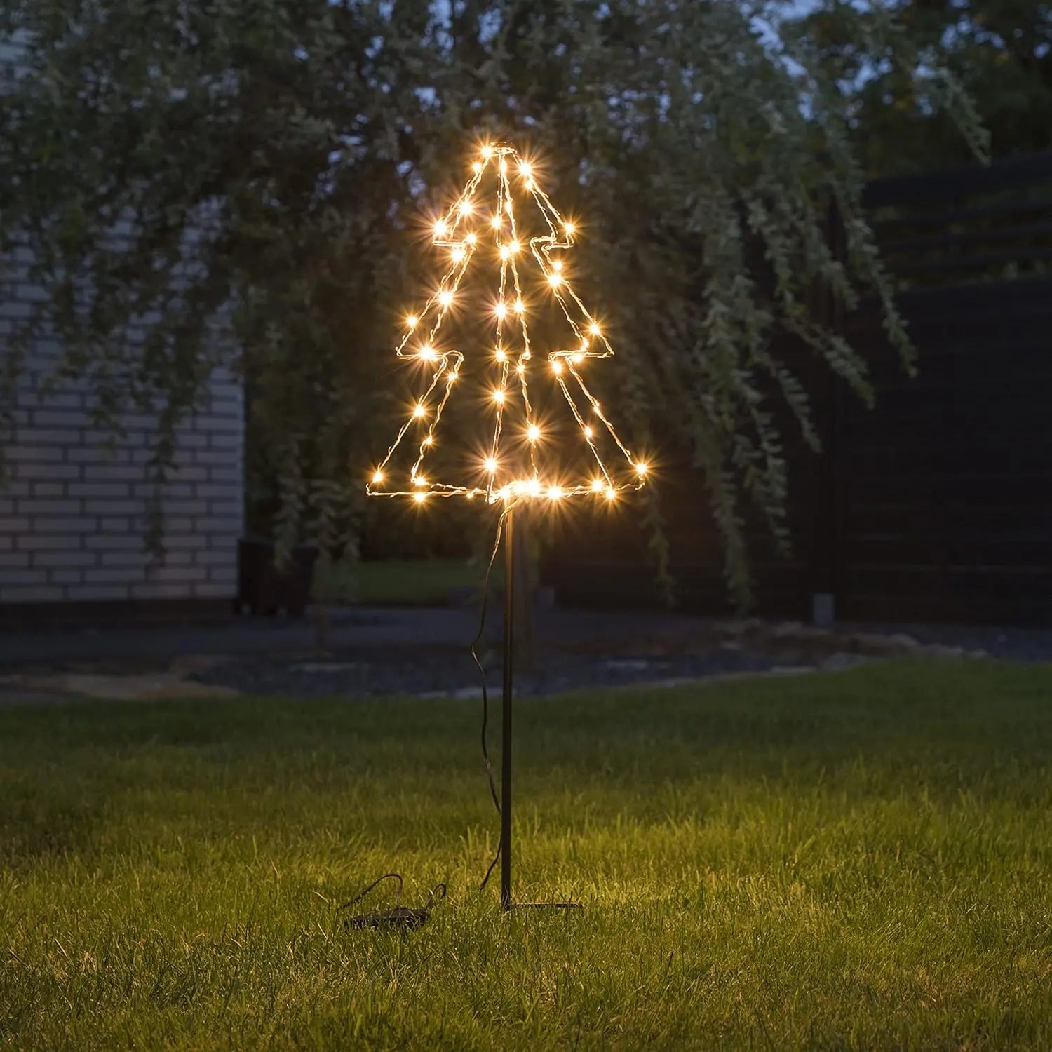LED garden stake Christmas tree Christmas lights lighting timer warm white