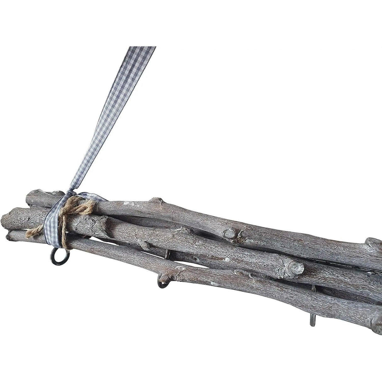 Decorative branches gray 50 cm branches wooden window hanger with 5 hooks shabby decoration country house