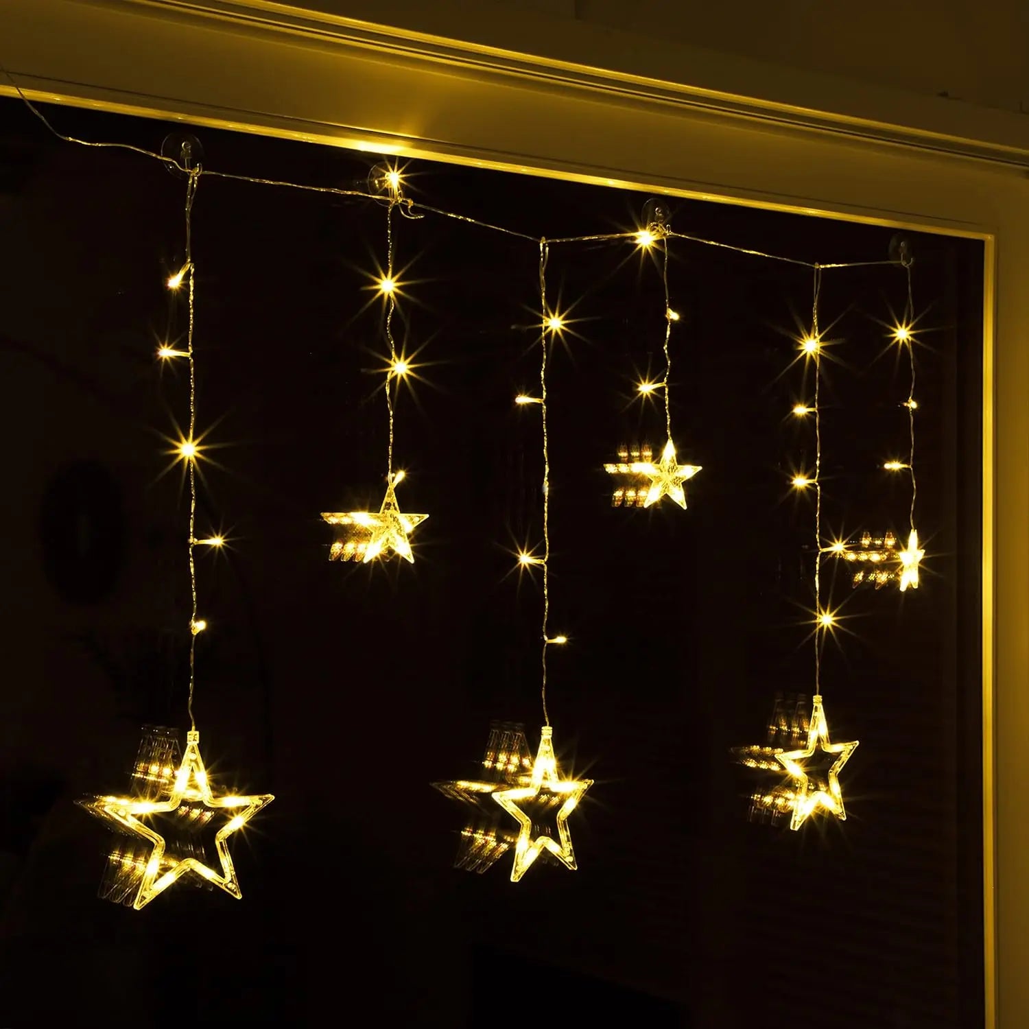 Fairy lights star curtain LED warm white light curtain 100x80cm battery timer