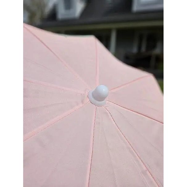 Pink parasol with tropical leaves UV protection UPF 40+ beach umbrella Ø 155