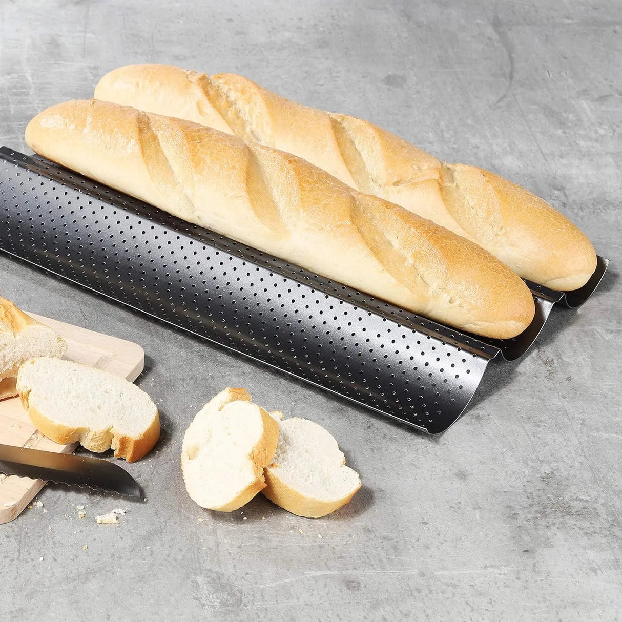 Baguette Baguette mold Tray for 3 baguettes non-stick coated Baguette tray