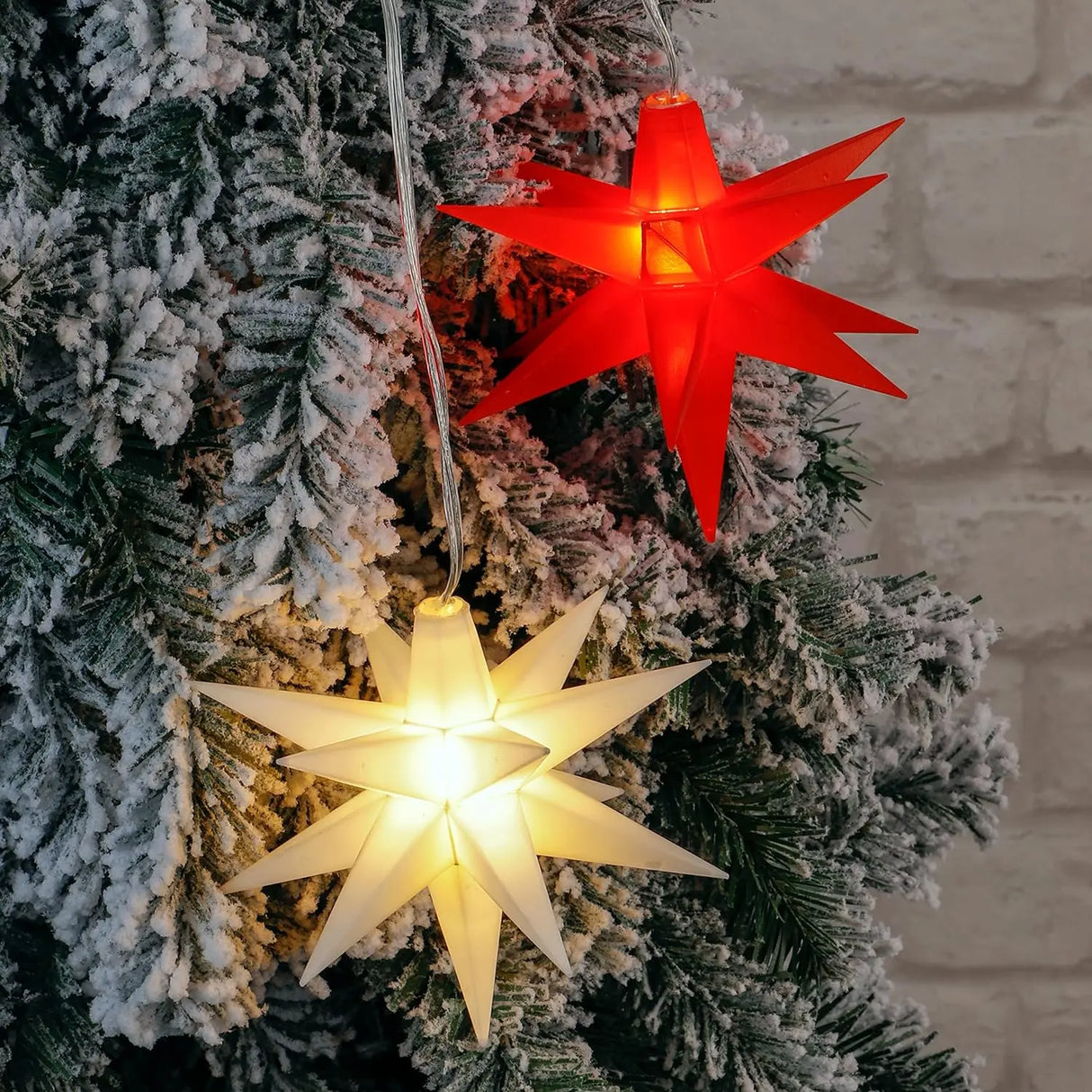 Poinsettia Star Timer Christmas Lights Red Ø 11 cm