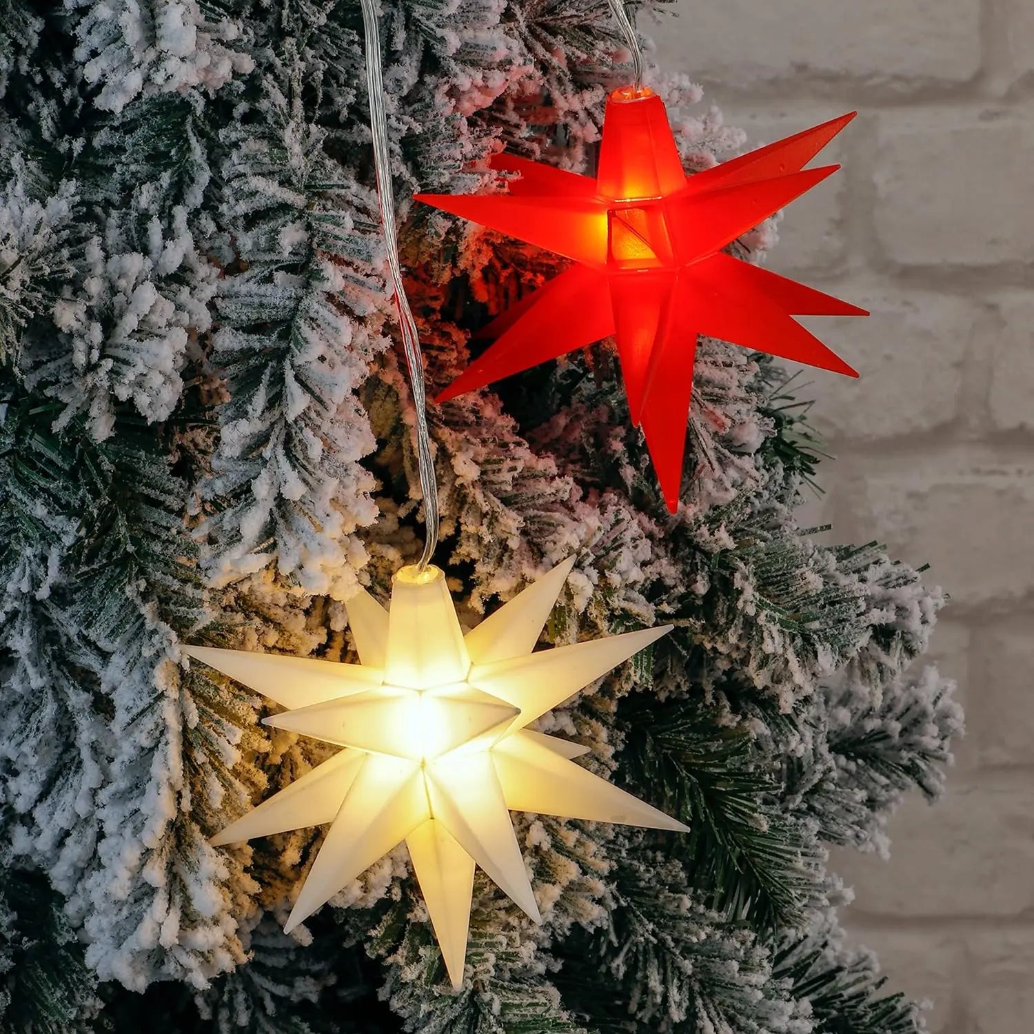 Poinsettia Star Timer Christmas Lights Red Ø 11 cm