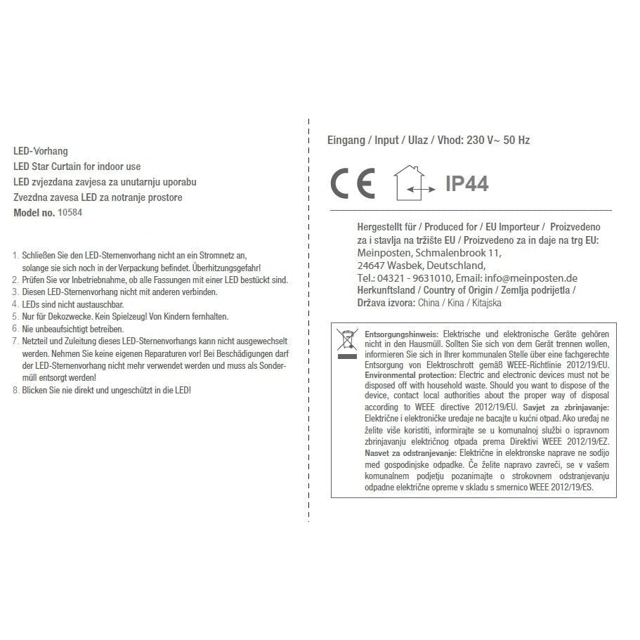 Fairy lights Christmas decoration Christmas tree star 138 LED indoor outdoor star curtain