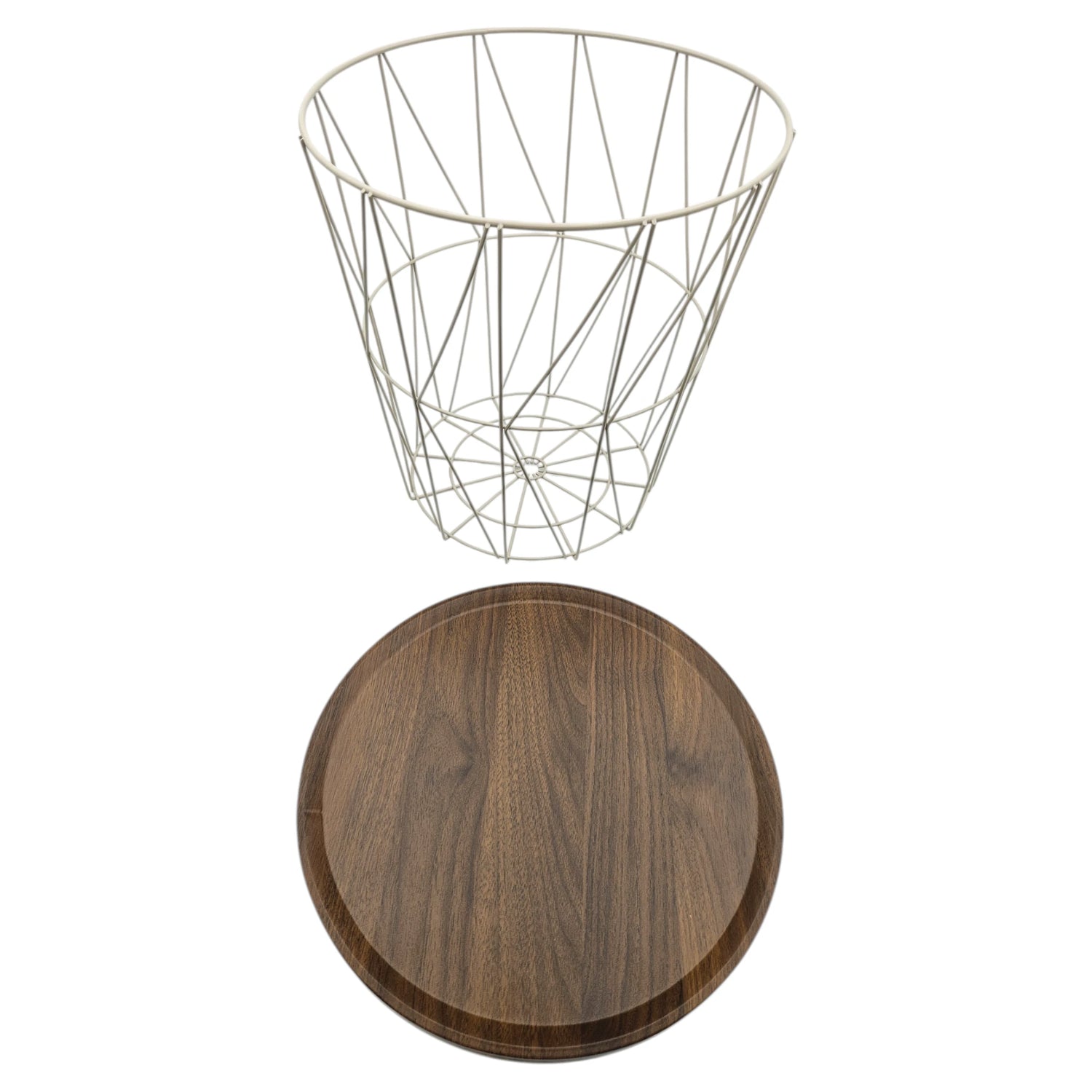 Side table warm grey walnut round coffee table 37x40 cm metal wood