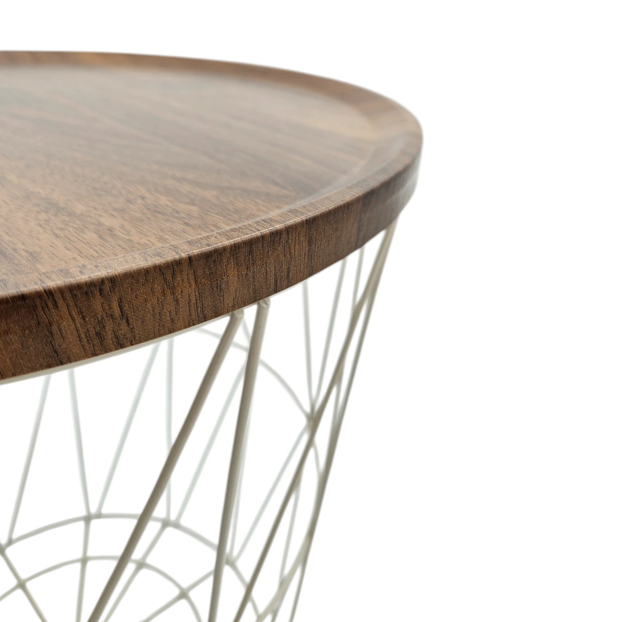 Side table warm grey walnut round coffee table 37x40 cm metal wood