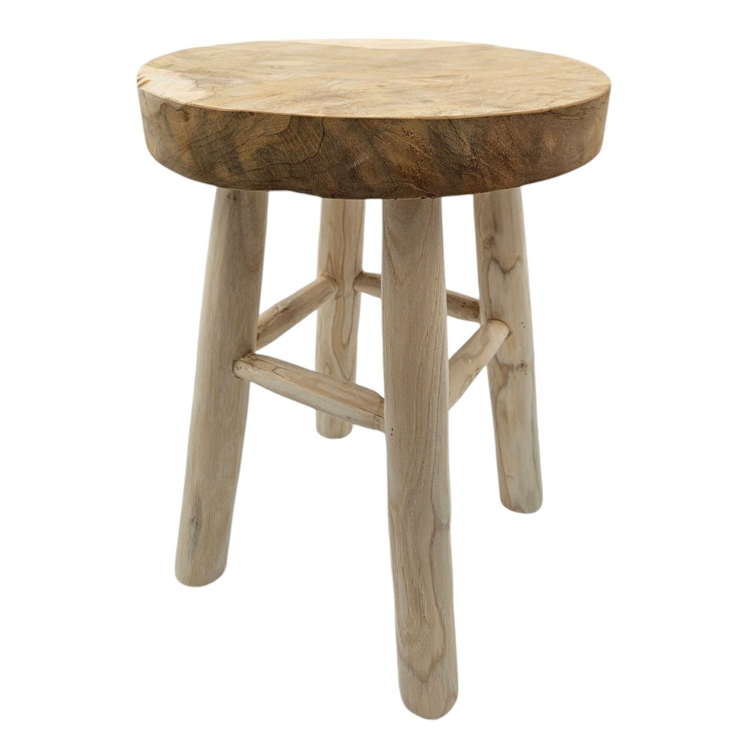 Side table teak wood table natural round decorative table plant table brown wood Ø30cm