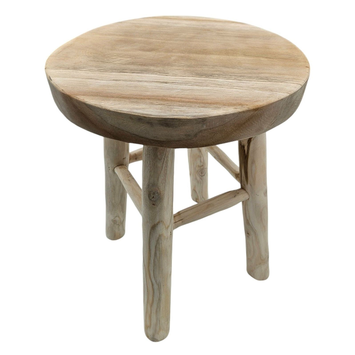 Side table teak wood table natural round decorative table plant table brown wood Ø30cm