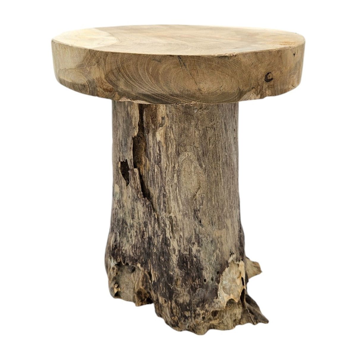 Side table teak wood table natural round decorative table plant table brown wood Ø25cm
