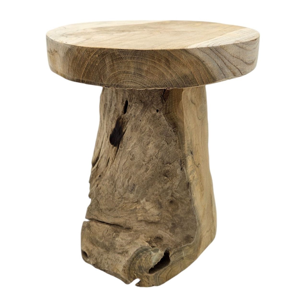 Side table teak wood table natural round decorative table plant table brown wood Ø25cm