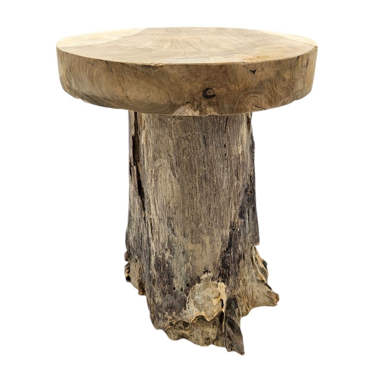 Side table teak wood table natural round decorative table plant table brown wood Ø25cm