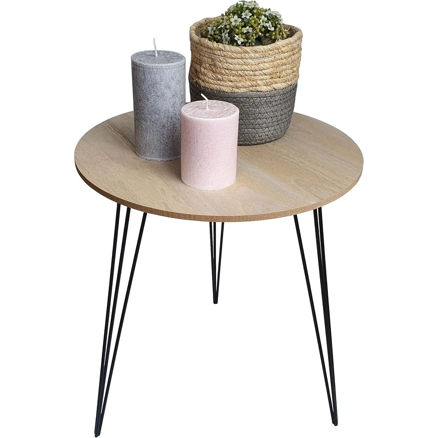 Side table coffee table round wood metal table bedside table wooden table 40cm B-WARE