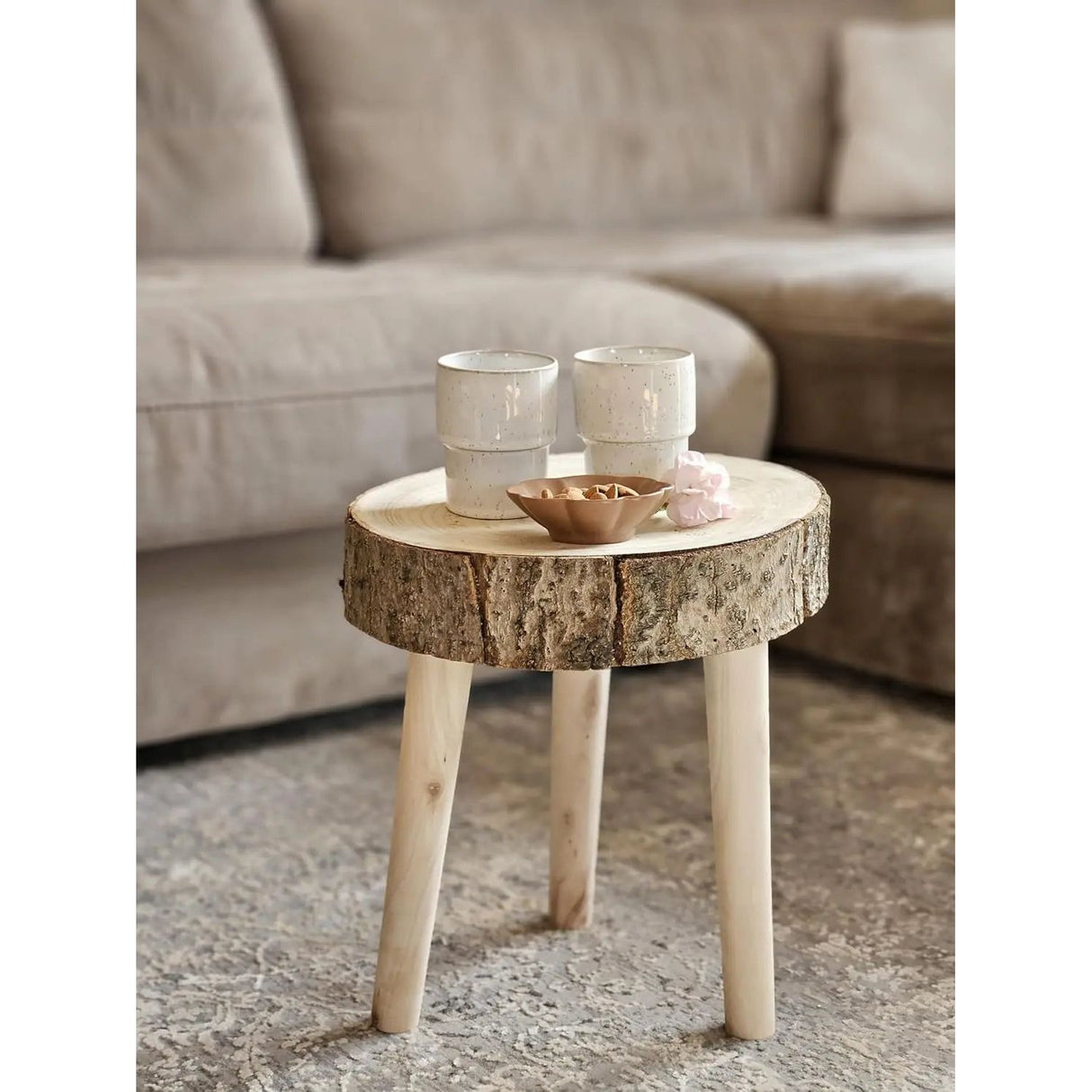 Side table table small coffee table stool plant stool tree slice wood