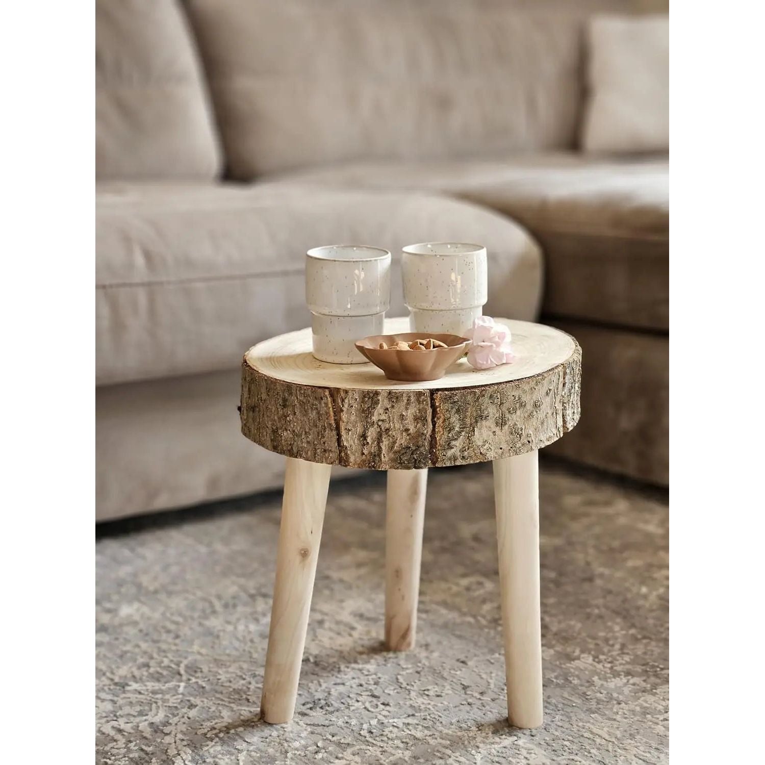 Side table table small coffee table stool plant stool tree slice wood