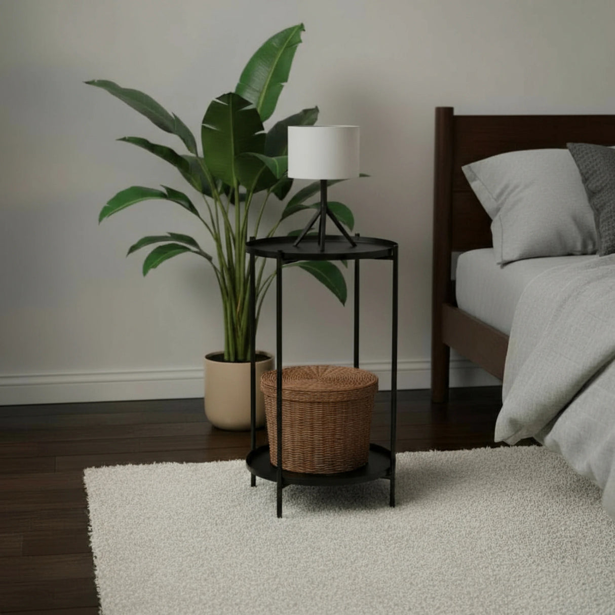 Beistelltisch rund Couchtisch Telefontisch 28x48 cm schwarz creme weiß