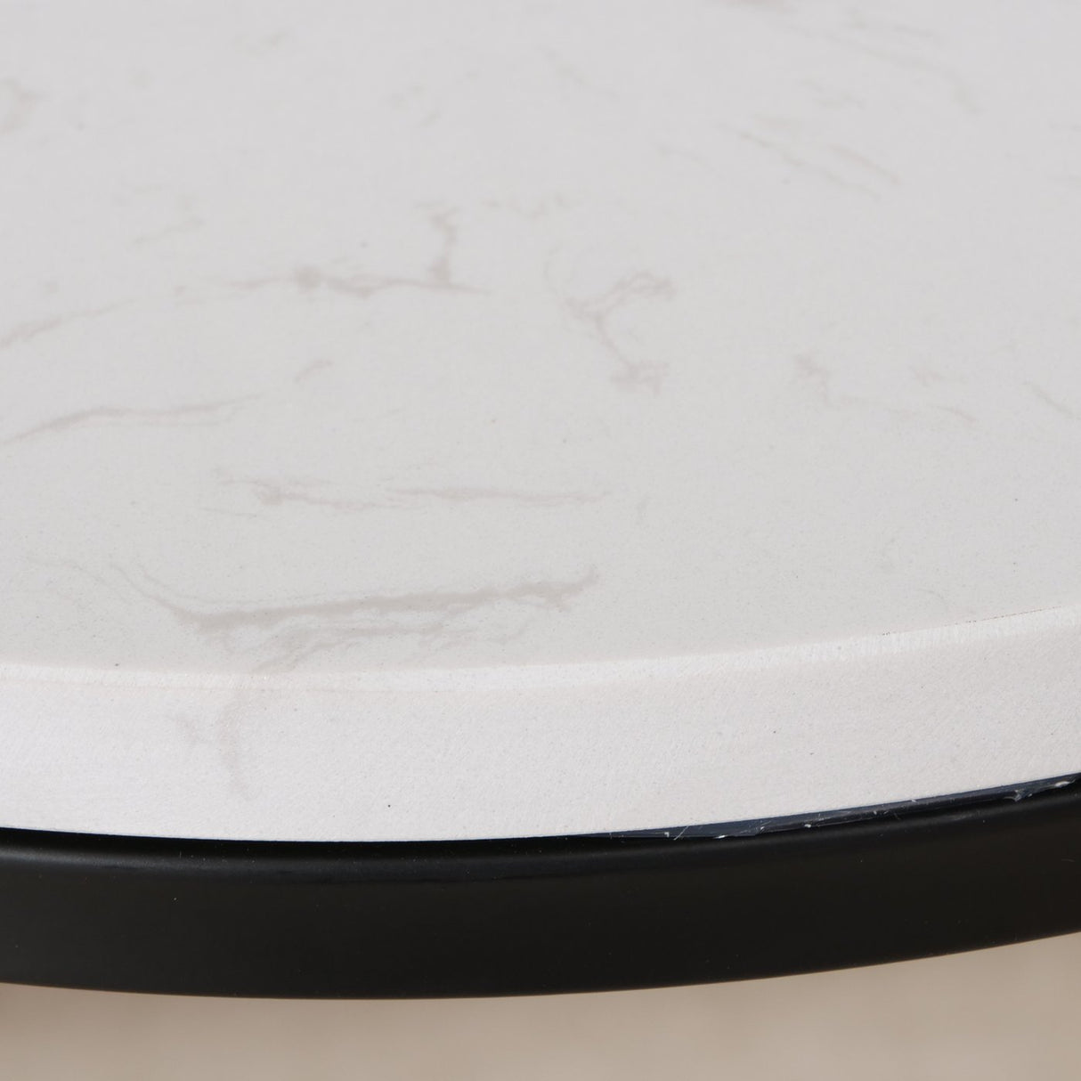 Beistelltisch schwarz mit weißer Marmorplatte Steinplatte Marmor Couchtisch rund 55 cm