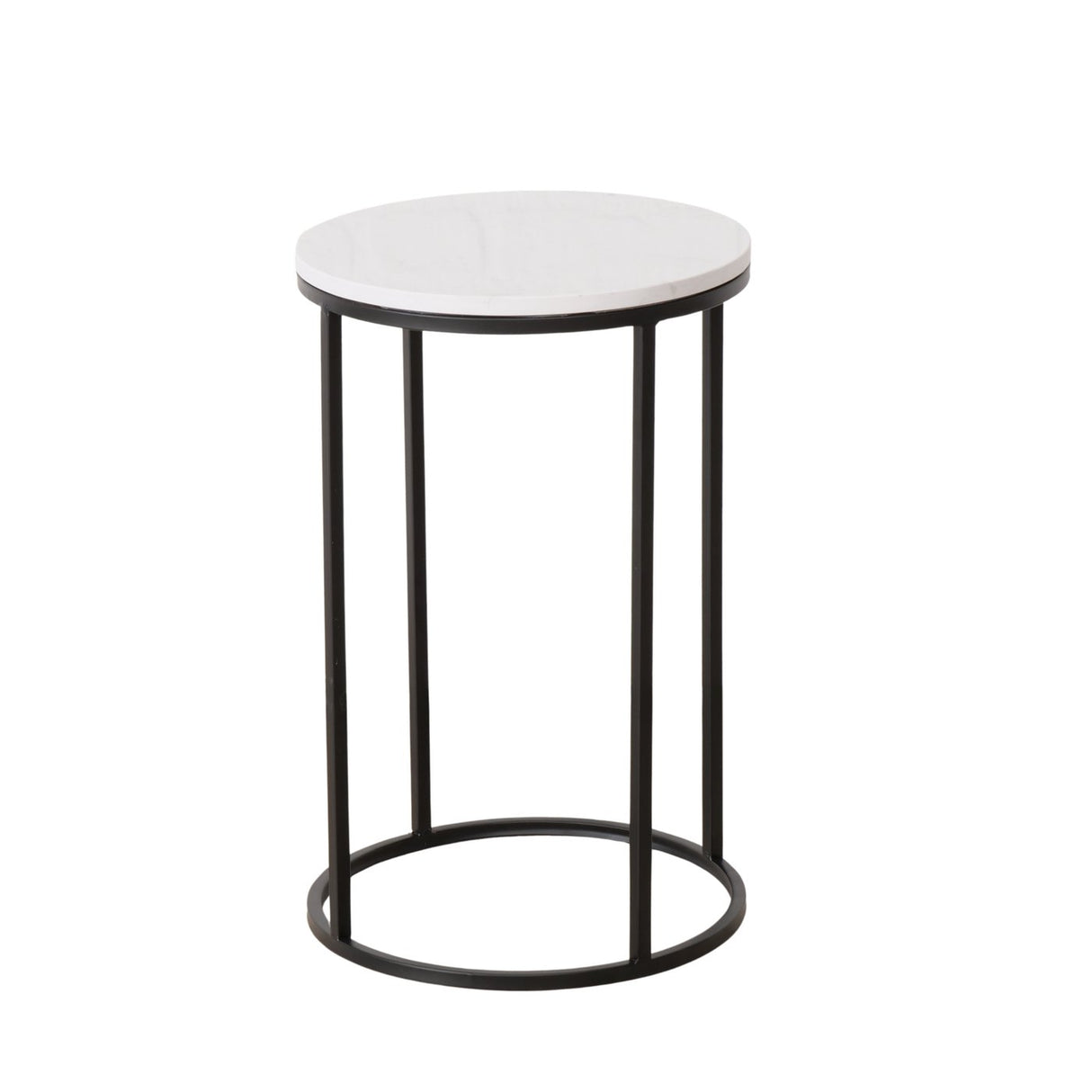 Beistelltisch schwarz mit weißer Marmorplatte Steinplatte Marmor Couchtisch rund 55 cm