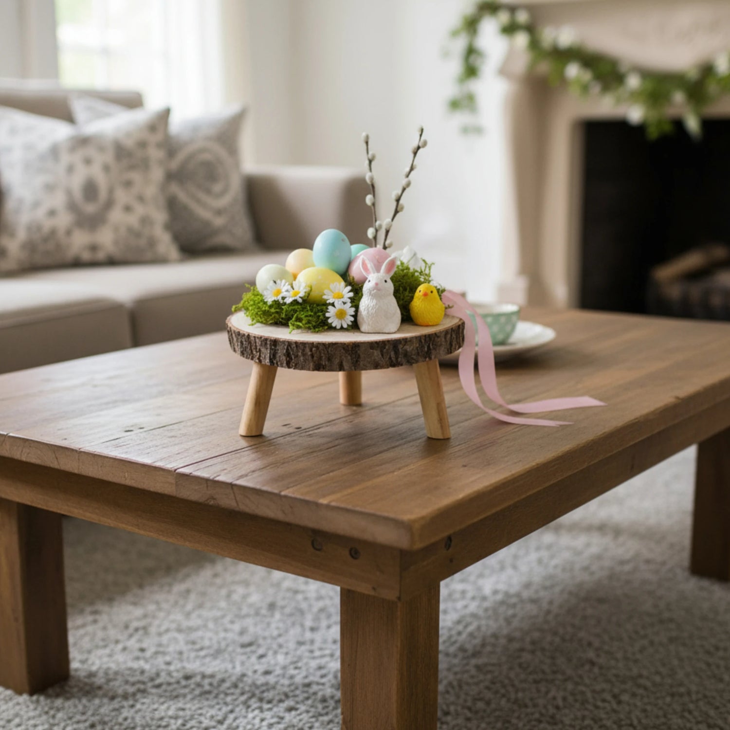 Baumscheibe auf Füßen Kerzentablett natur Baumrinde rund 20-26 cm Pflanzenständer