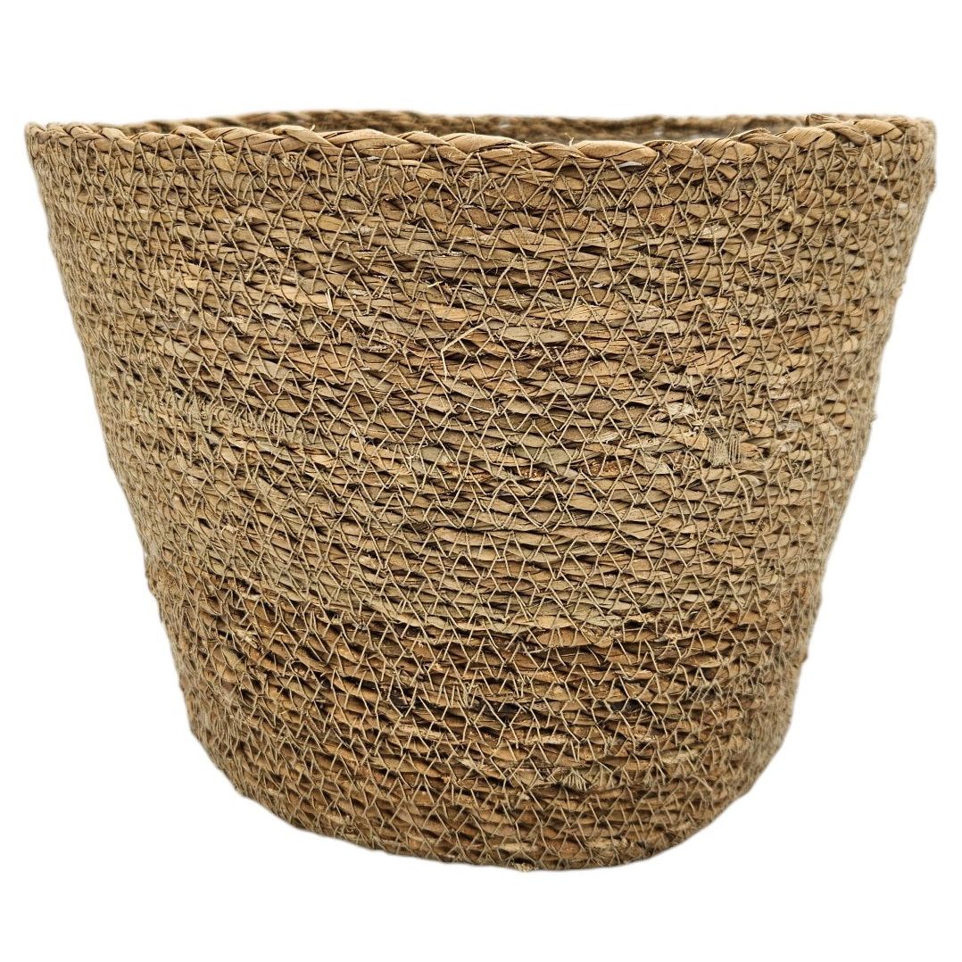 Flowerpot plant pot plant basket basket planter seagrass brown round large Ø 25 cm